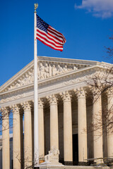 Fototapeta premium Supreme Court landmark in United States. US law institution of federal judiciary. USA government legal authority. American justice symbol.