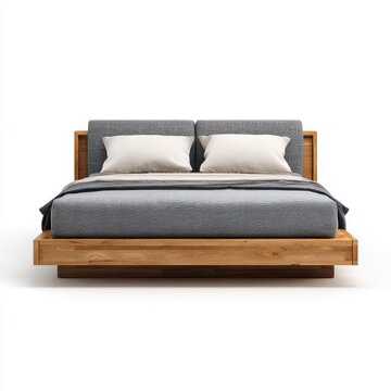 wooden frame smart adjustable bed with sleek  isolated on a white background