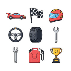 Fototapeta premium Racing Car Sport Equipment Icons.