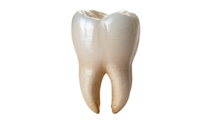 Fototapeta premium Human molar tooth with visible roots, isolated on transparent background