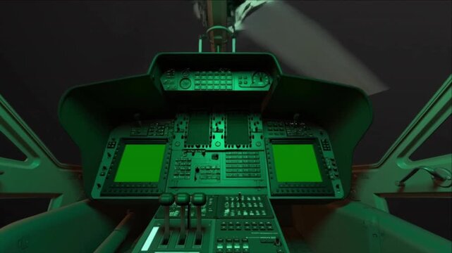 航空用ヘリコプターコックピットのデジタルフライトデッキ画面
