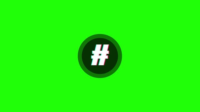Animated green screen with hashtag symbols and circle motion