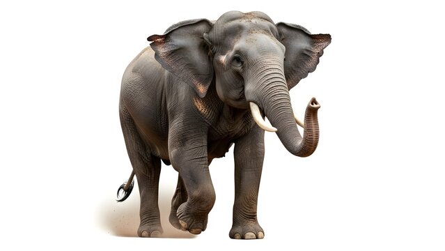 Sri Lankan Wild Elephant Charging Forward Isolated on Transparent Background