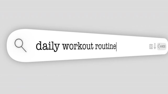 Search Bar Internet browser Animation with typing of the "daily workout routine" word usefull for 4K video footage