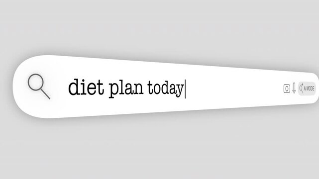 Search Bar Internet browser Animation with typing of the "diet plan today" word usefull for 4K video footage