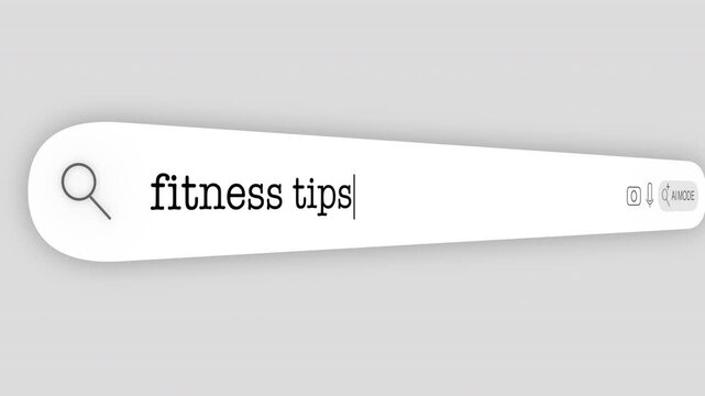 Search Bar Internet browser Animation with typing of the "fitness tips" word usefull for 4K video footage