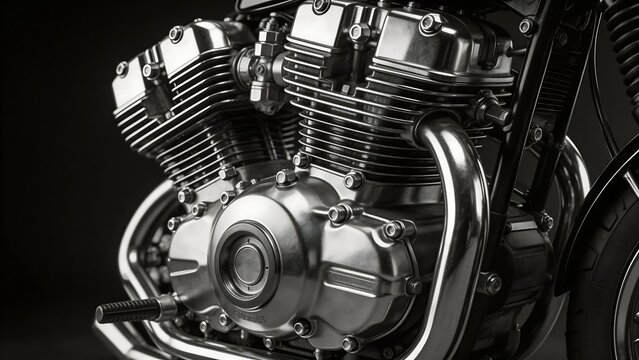 Closeup of a motorcycle engine