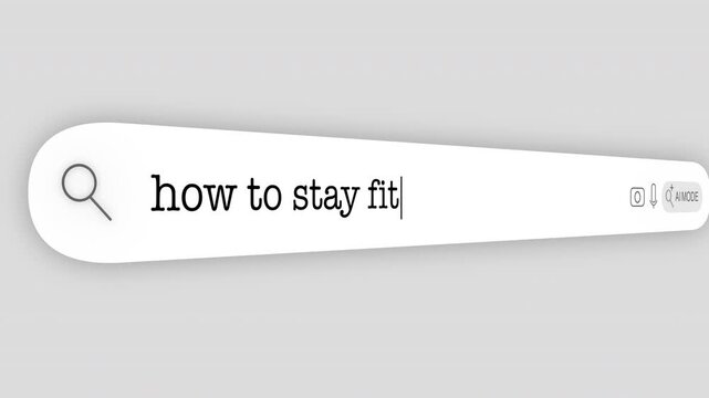 Search Bar Internet browser Animation with typing of the "how to stay fit" word usefull for 4K video footage