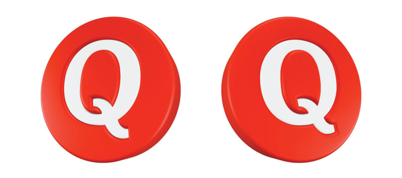 Quora icon 3d render red circle