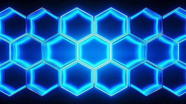 Blue neon hexagon grid pattern