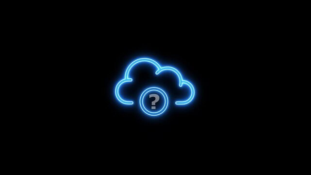 animation Cloud question mark icon. Questioning cloud thought question mark symbol,On a black chrome key background