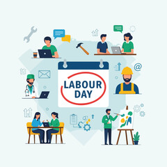 Naklejka premium Labour Day illustration with various workers