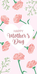 Obraz premium Mother's Day Carnation Banner Vector (Floral Greeting Design)