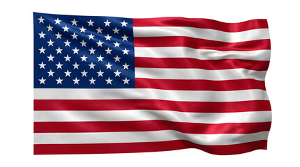 Obraz premium Vibrant american flag waving proudly in the wind showcasing the iconic stars and stripes with detailed fabric texture and a clean white background symbolizing patriotism