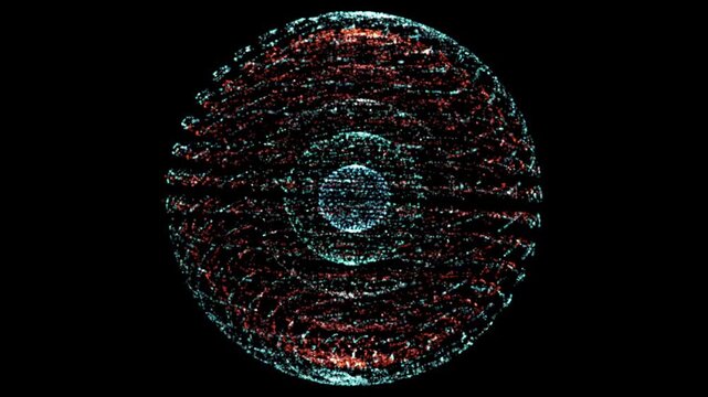 circle of circles on black background. technology background. motion colorful