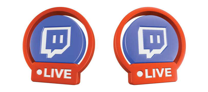 3d twitch live streaming icon 