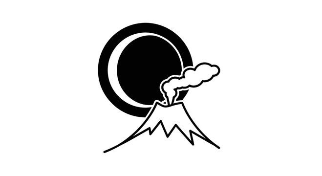 Volcano Eruption Mountain Landscape Icon.
