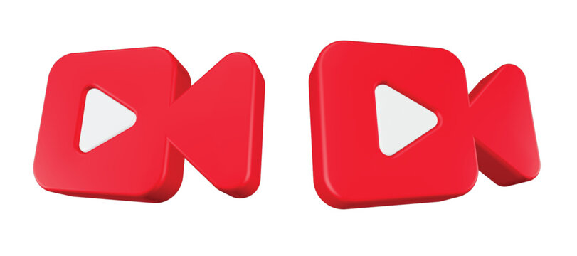 3d icon red live camera icon often used to represent video streaming services, social media apps, or recording features. 