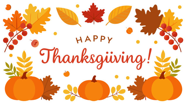 Happy thanksgiving pumpkin illustration with celebration wreath