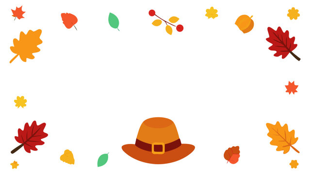 Autumn leaves and a brown hat with a colorful band