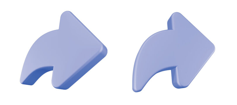 3d icon symbols for sharing, replying, forwarding, or reposting notifications. 