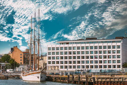 Classic Sailboat Moored at Helsinki Waterfront