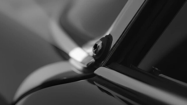 Close-up of a metal object with a shiny surface and a bolt.