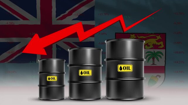 Oil Price Decline with Fiji Flag and Falling Crude Barrel Market