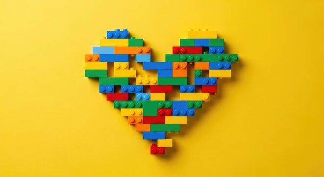 Celebrating international friendship day colorful lego heart symbolizing connection and global unity
