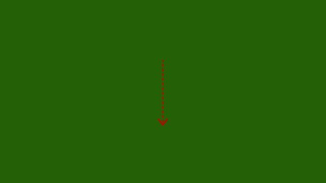 Animated dashed arrow pointing down simple graphic element motion background overlay