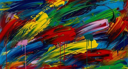 Gordijnen Abstracte kunst Vibrant abstract painting with dynamic colorful brushstrokes and bold expressive strokes on canvas  © Talha