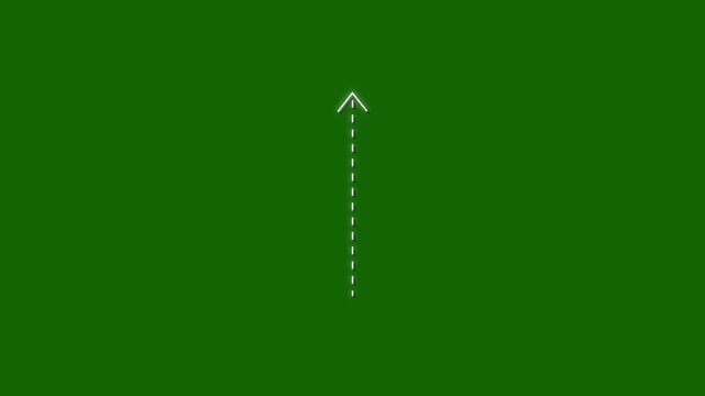Animated dashed arrow pointing upwards on white background simple motion graphic directional