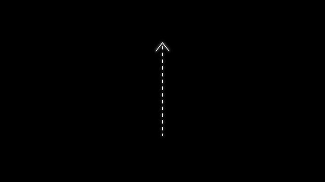 Animated dashed arrow pointing upwards on white background simple motion graphic directional