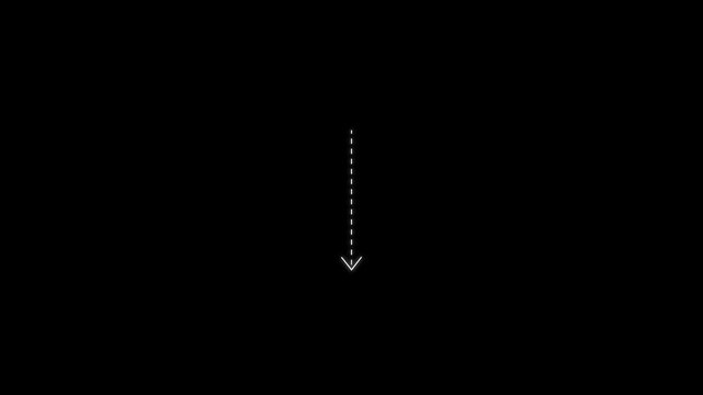 Animated dashed arrow pointing down simple graphic element motion background overlay