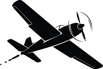Black vintage biplane flying with propeller spin © Ripunur