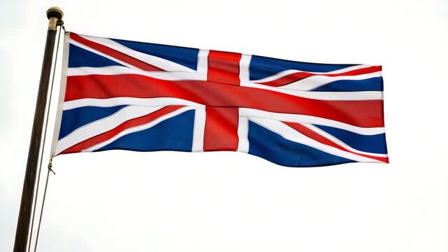 4K Seamless Loop Union Jack Flag Waving Realistic UK Flag Animation Background