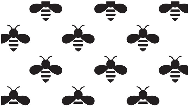 Bee pattern silhouette vector graphic design, striped insect repeating motif.
