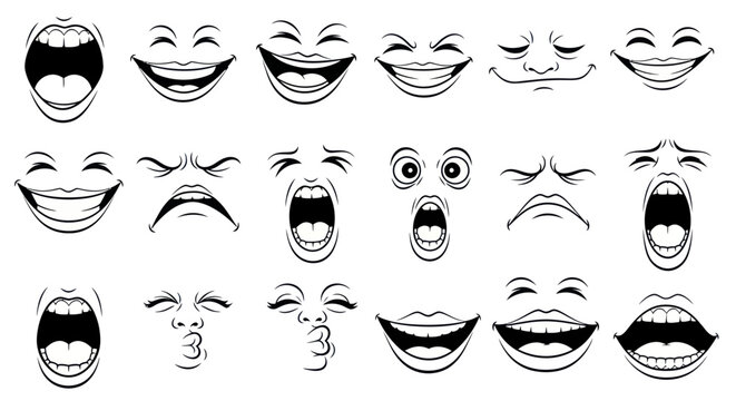 Various Emotions Facial Expressions Closeup.