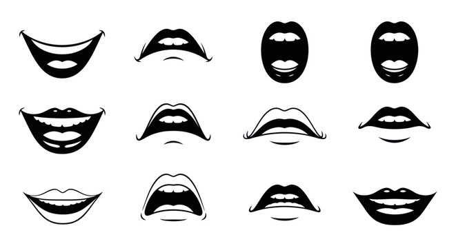 Collection of various mouth and lip expressions.
