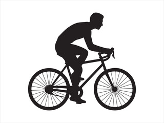 Fototapeta premium Cyclist silhouette riding a bicycle flat vector illustration isolated design