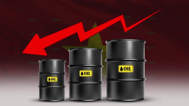 Oil Price Decline with Vietnam Flag and Falling Crude Barrel Trend
