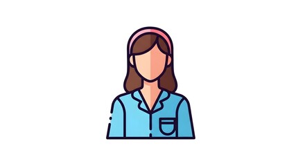 Fototapeta premium Flat design illustration of a woman wearing a blue shirt with headband