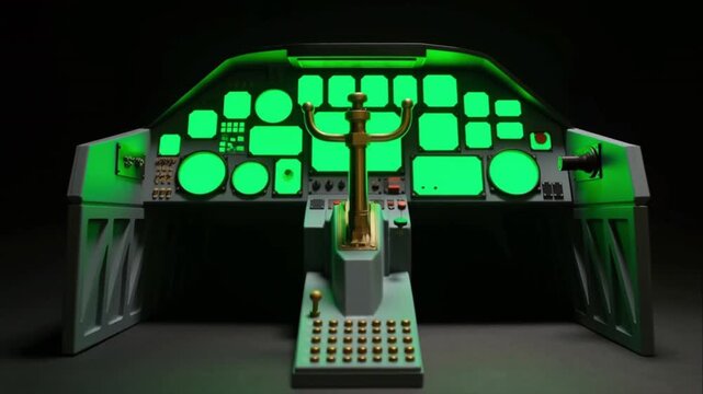 実写効果のための緑色LEDを備えた飛行機コックピットミニチュアプロップ