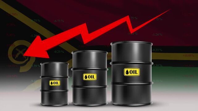 Oil Price decrease with Vanuatu Flag and Rising Crude Barrel Trend