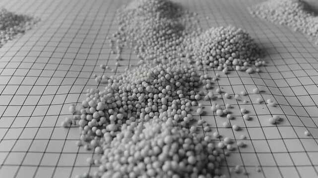Pile of White Spheres Growing on Grid Paper | Abstract Texture