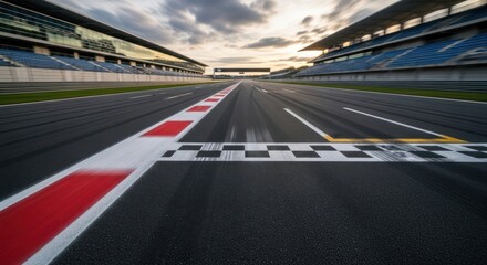 Fototapeta premium Racing track with checkered finish line.