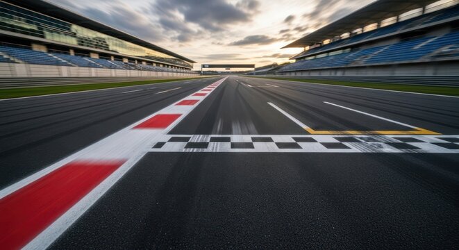 Racing track with checkered finish line.