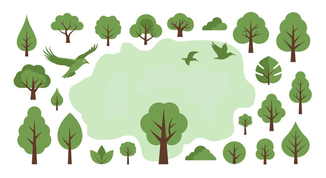 A clean, modern graphic of trees on white. Perfect for illustrating nature, growth, sustainability, or adding a touch of freshness to web design and m
