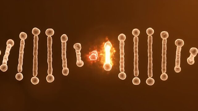 Sperm Fertilizing Egg Macro View Microscopic View of Conception Process DNA Helix Glows Orange Background Scientific Animation