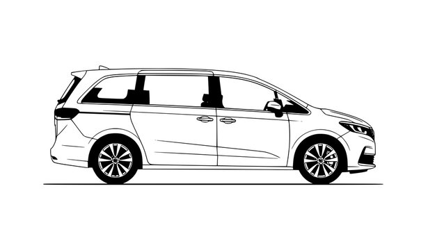 Minivan vehicle icon set vector transport car collection isolated clean design